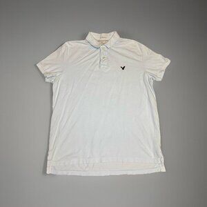 AMERICAN EAGLE Light Blue Polo Shirt Logo Athletic Fit Cotton Short Sleeve XL